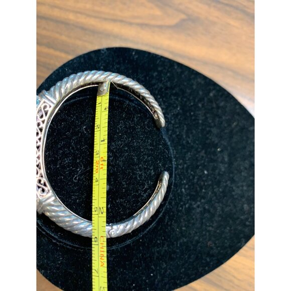 Sterling Silver 925 Cuff Bracelet Blue Rhinestones Twisted Rope Jewelry Women - Picture 2 of 8